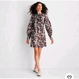 Future Collective Floral‎ Mini Dress Open Back Long Sleeve Party Size 18 NWT